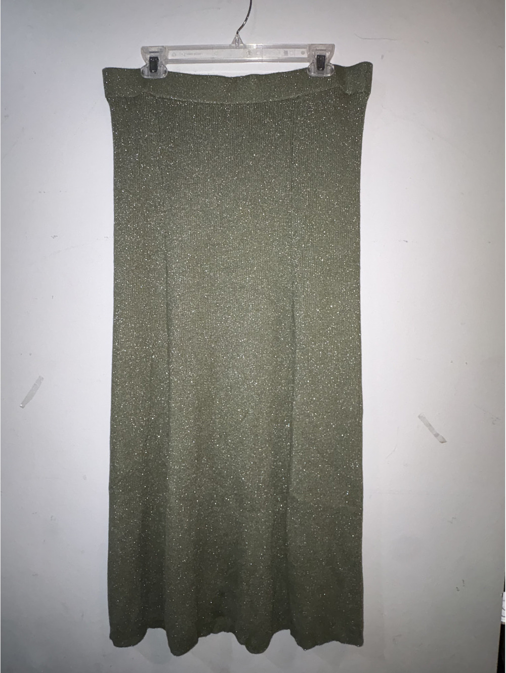 I.N.C. International Concepts Olive Green Metallic Knit Maxi Skirt XL